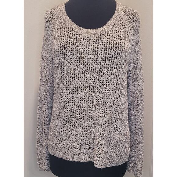 Eileen Fisher Speckled Scoop Neck Open Knit Lightweight Sweater – Small – Beige - Picture 1 of 8